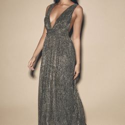 Maxi Dress Black & Gold Size Small