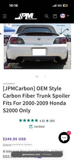 S2000 carbon fiber duck bill