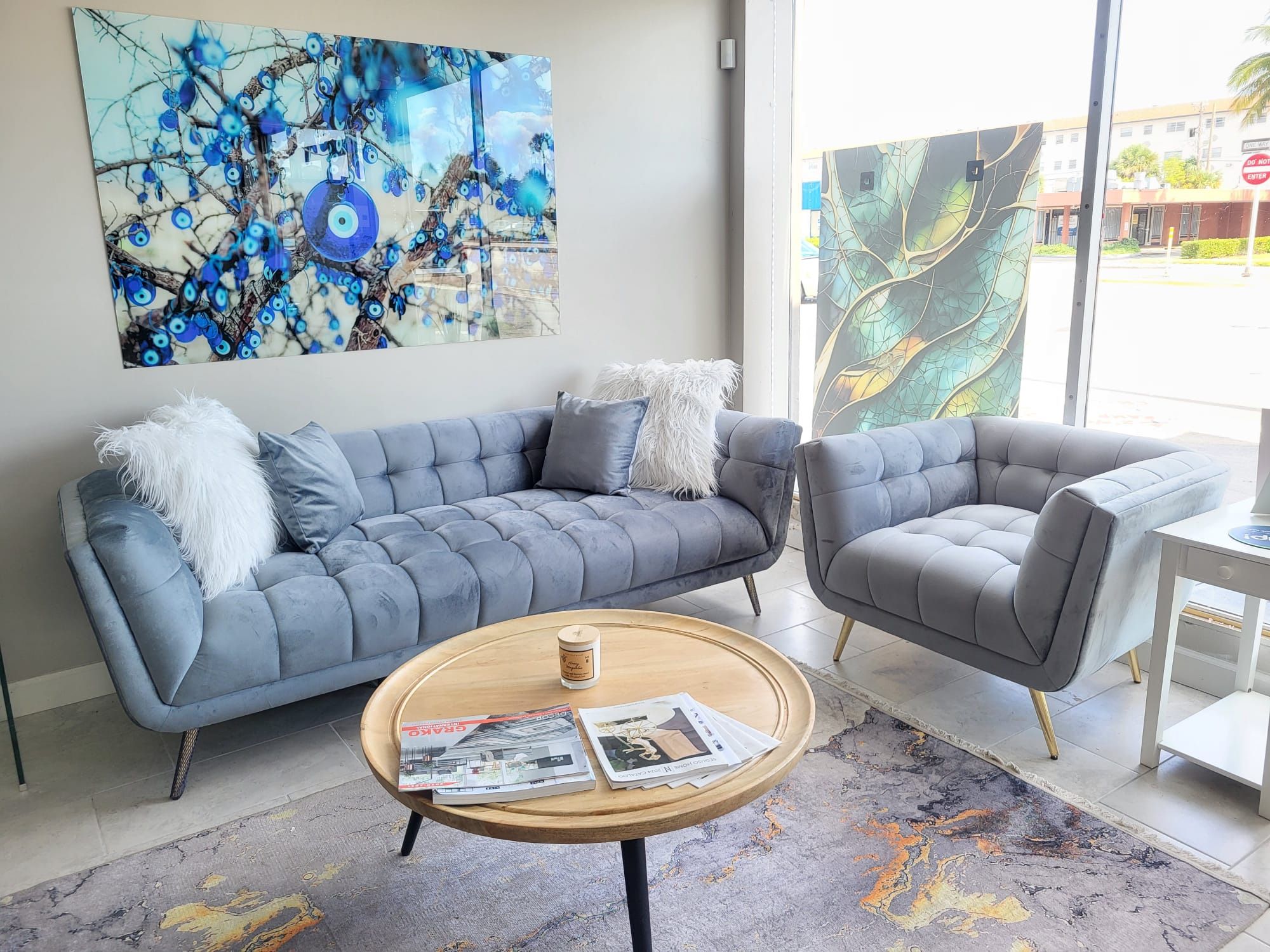 2 PIECE NEW SOFA SET SOFA+ARMCHAIR LIGHT GRAY VELVET