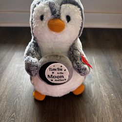 Aurora “I Love You to the Moon and Back” Penguin Plush Toy Doll New 