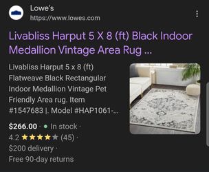 Brand New  5'3" x 7'3" (ft) Flatweave Black Rectangular Indoor Medallion Vintage Pet Friendly Area Rug Carpet Retails $270+