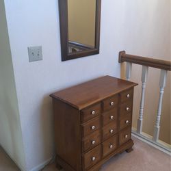3 Drawer Wood Cabinet With Mirror