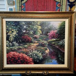 Vintage Framed Oil Painting "Pathway to Bedford Ridge " by Henry Peeters 41"×33"