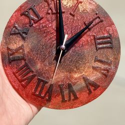 ✨ Handmade Copper & Crimson Resin Wall Clock – One of a Kind!
