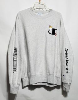 CHAMPION  x SUPER MARIO BROS SWEATSHIRT  UNISEX SIZE L GRAY
