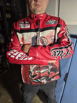 Racing / Biker / Moto Jacket featuring motorsport patches