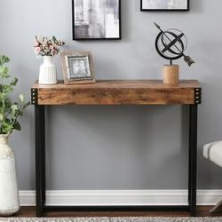 New Engineered Wood & Metal Console Table, Red Oak