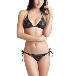 VANEVER Women's Triangle Top Bikini Set Thong Sexy Swimwear Push Up Swimsuit 2pcs Polka Dot, Size S