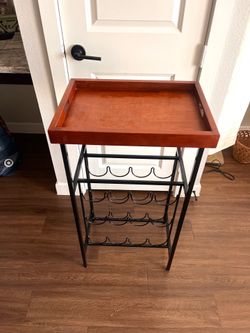 Wood & Metal Wine Rack Table with Tray Top (Cedar Park)