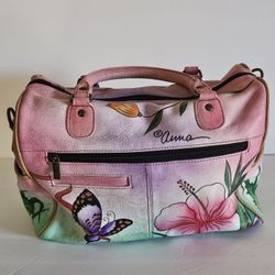 ​ANNA by Anuschka Hand-Painted Leather Satchel - Floral & Butterfly
