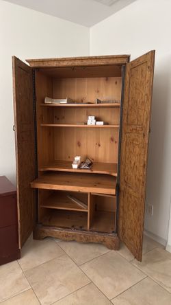 Beautiful Heavy Solid Wood Amoire/ Desk