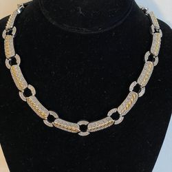 Stylish Vintage Silver & Gold Plated Collar Chunky Bar Link NECKLACE