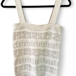 Cream white knit sweater tank SO Clothing Size S sparkle