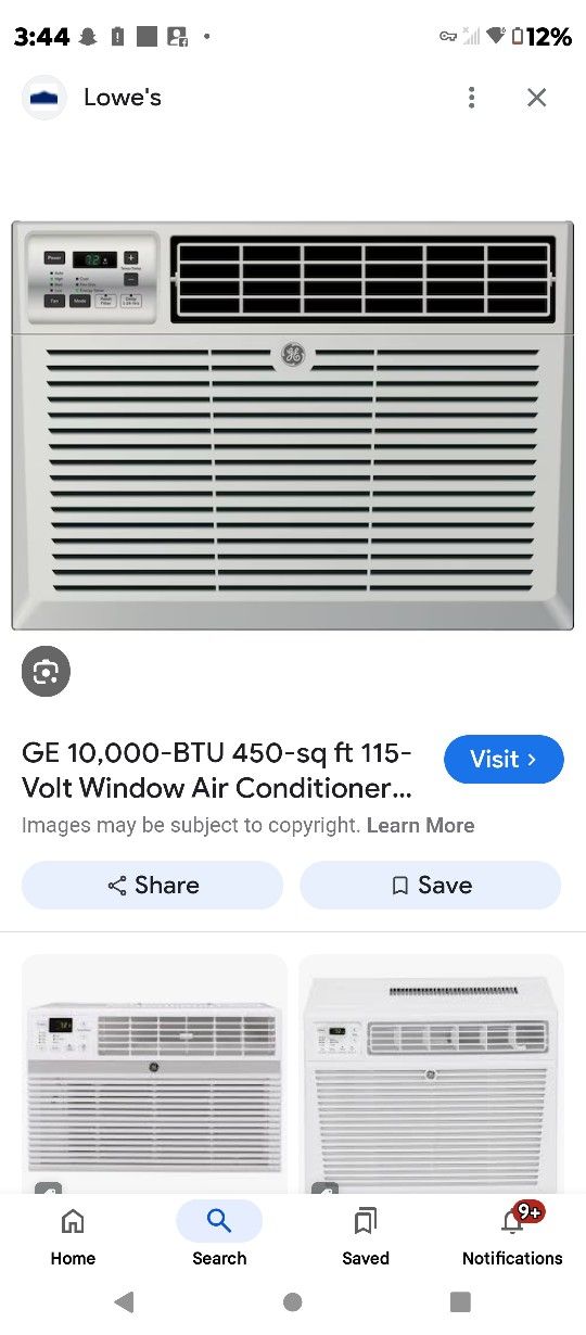 GE 10k Btu 110 And 6000 Btu 2fer