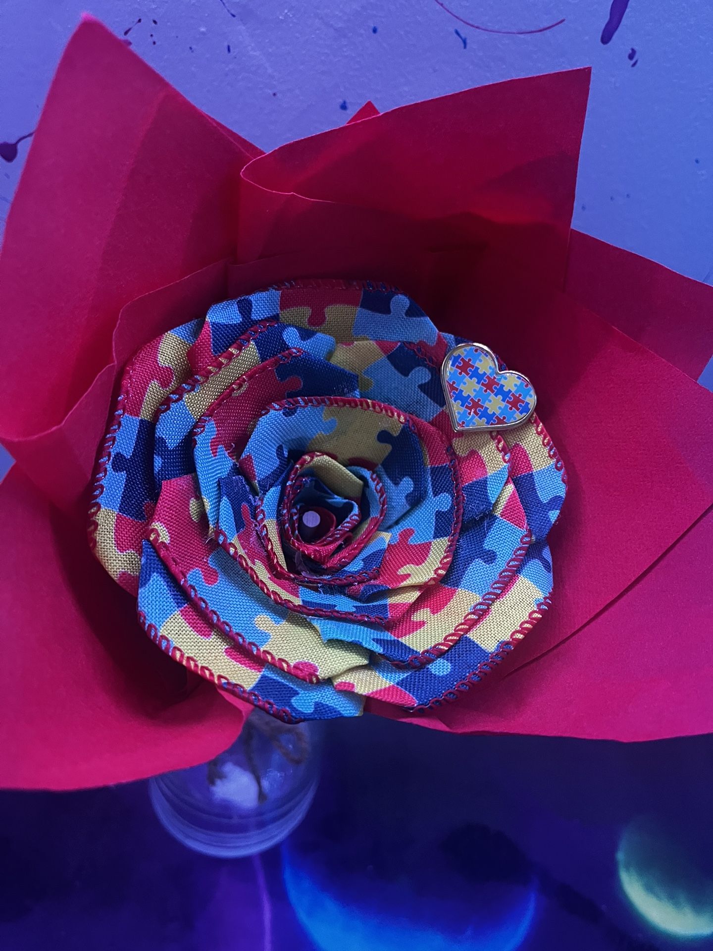 Autism Awareness Roses With Pins 