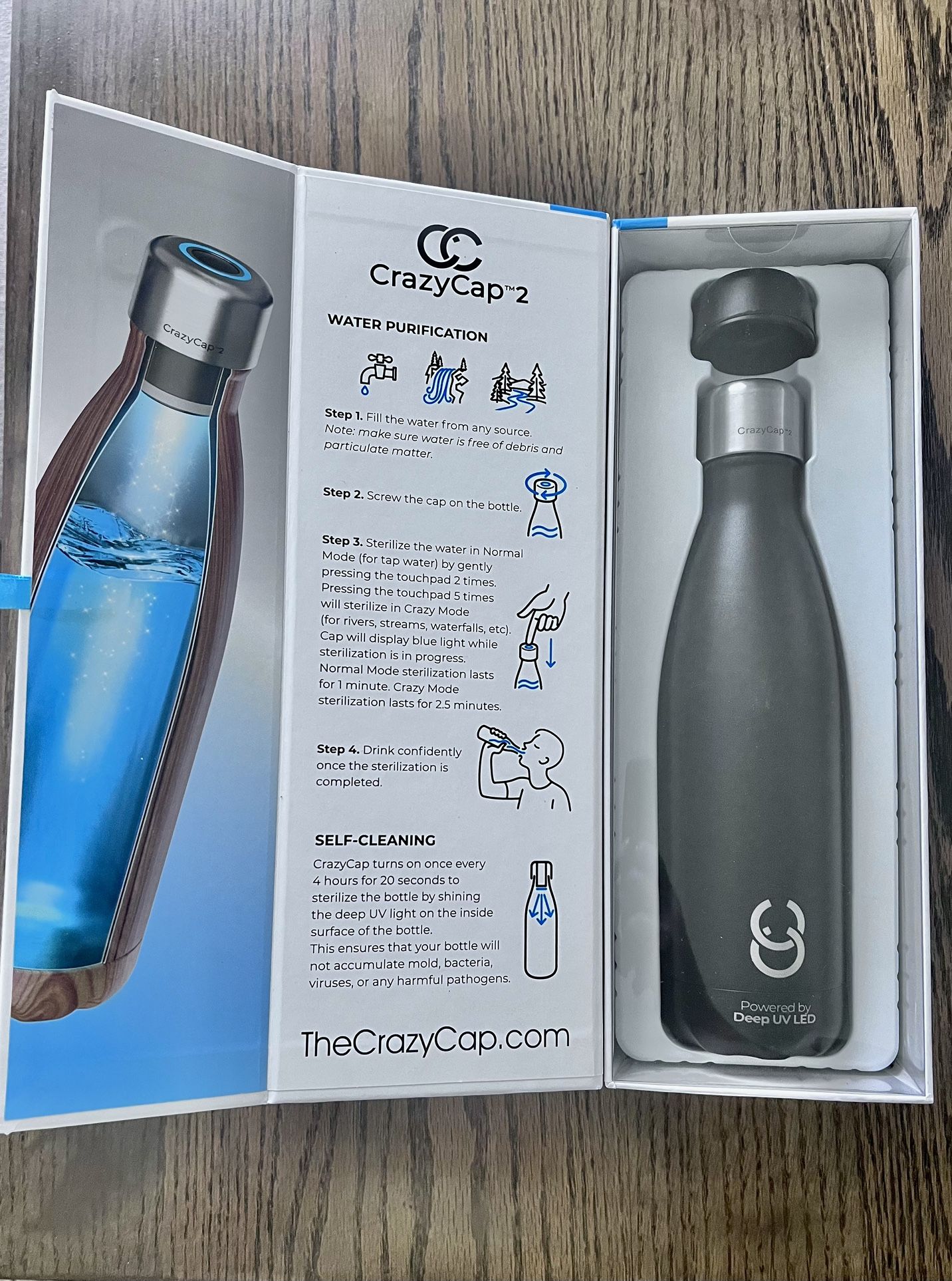  CRAZY CAP 2 - UV Self Cleaning Water bottle 