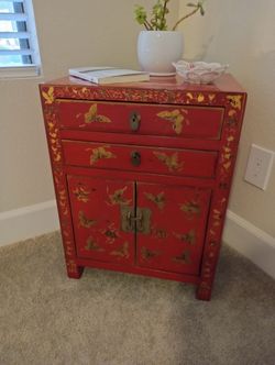 Red Chinese Cabinet with Gold Motif