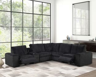 Vegas Signature Black Velvet Power Reclining Sectional with Audio
