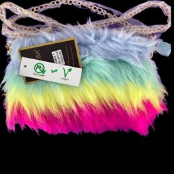 Brand New Multicolored Furry Purse 💕💕💕