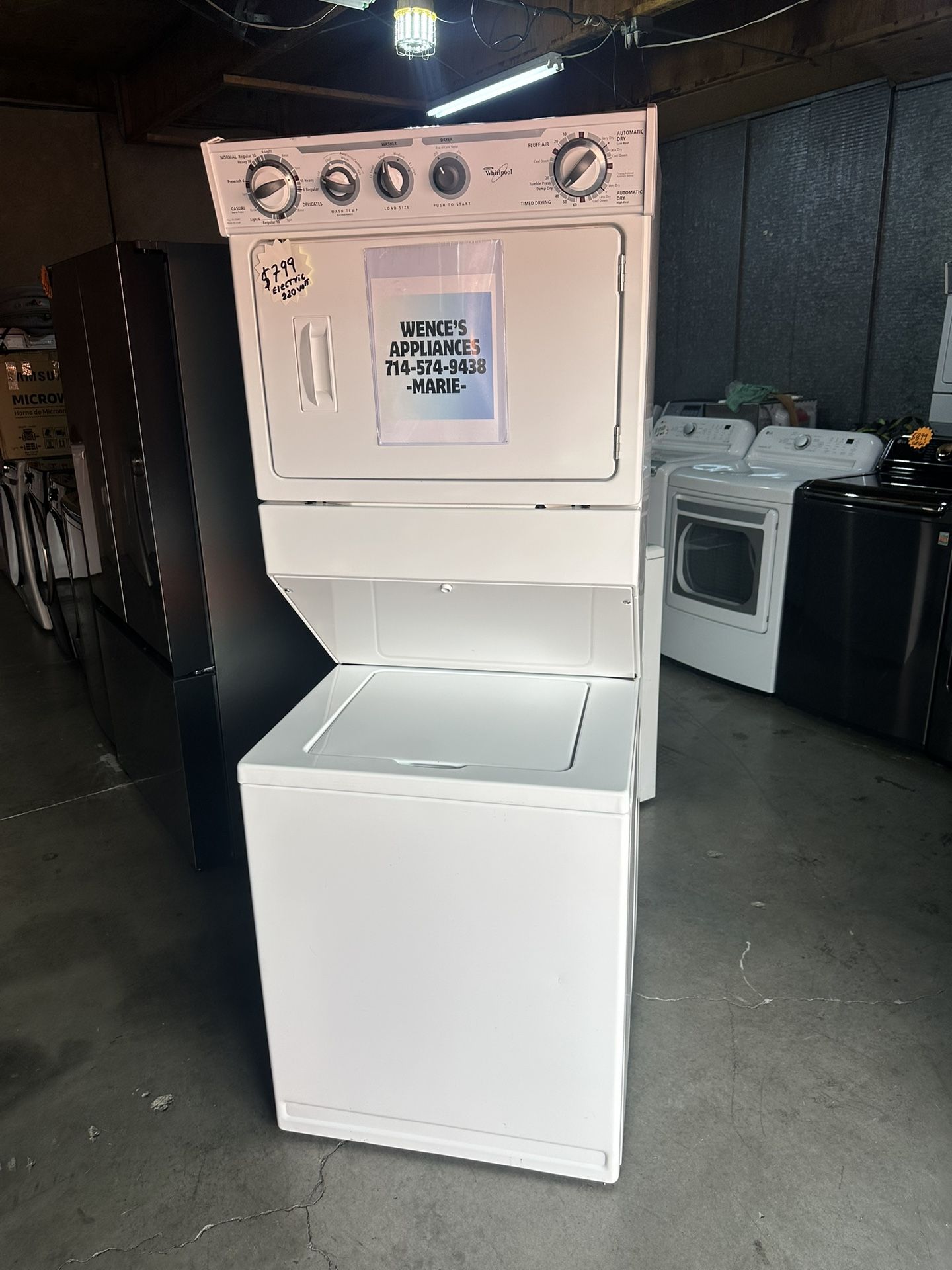 27 WIDE WHIRLPOOL ELECTRIC STACKABLE/ 220 VOLTS 