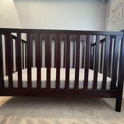 Brown Crib With Mattress 