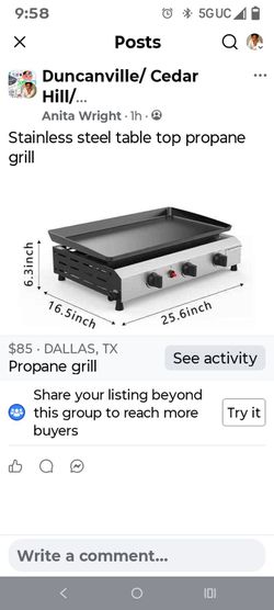 Table top propane grill