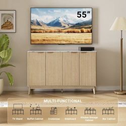 ❤️Sideboard Cabinet, 55'' Buffet Cabinet with Marble Top & Adjustable Shelf (minor damage)