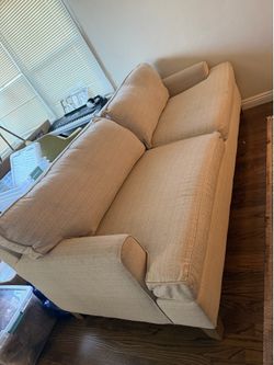 Living Spaces Beige Couch - 86in x 38in - removable covers