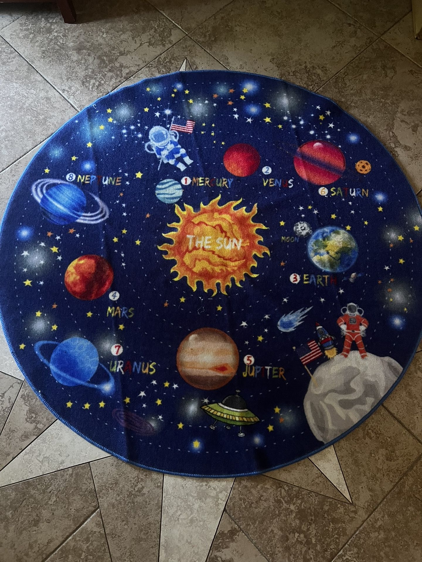 Space Round Rug For Kids
