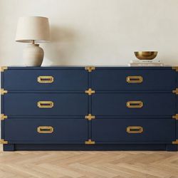 Fully refinished 1966 Drexel Campaign 6-Drawer Dresser and a matching nightstand in old navy