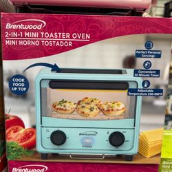 Baby blue 2-in-1 Mini Toaster Oven