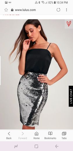 PnA.k Silver Sequin Pencil Skirt , Size Small