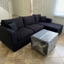💥 Brand New Black Sectionals With Free Ottoman (happy Customer)