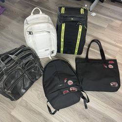 Several Nice Backpacks Camera Bag And Vintage Tumi Brief Case. 