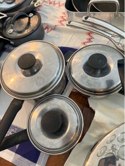 Assorted pots and pans.