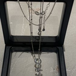 Charming S925 Sterling Silver CZ Cross Pendant Necklace & Bracelet,