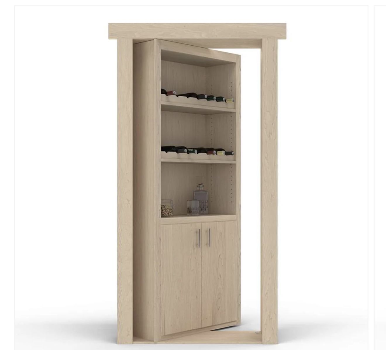 Hidden Flush Mount Maple Wine Rack Door