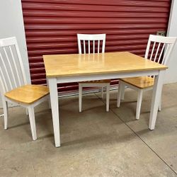 Sturdy Wooden Dining Table with 3 chairs