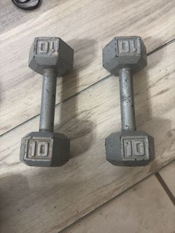 10 lb Cast Iron Hex Dumbbells Pair