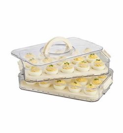 Deviled Egg Containers with Lid, 2 Layer Plastic Clear Deviled Egg