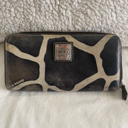 Dooney And Bourke Zebra Print Leather Zip Around Wallet