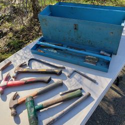 Vintage Steel Toolbox with Tools 