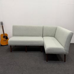 New : Dorian Upholstered Right Banquette Couch ⏺️ Quartz - Can Deliver - Dining / Living Chair -50%