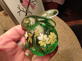 Emerald Green Fenton Bunny