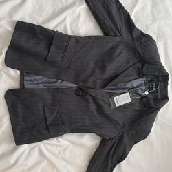 a women's pinstripe suit set