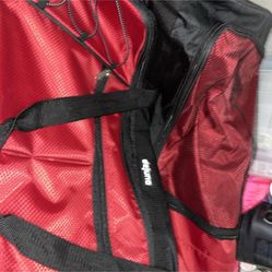 Dejuno 36-Inch Rolling Duffle Bag - Red/black. Push Button Trolley System