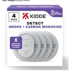 4 Kidde Smoke & Carbon Monoxide Detector, AA Battery Powered, LED Warning Light