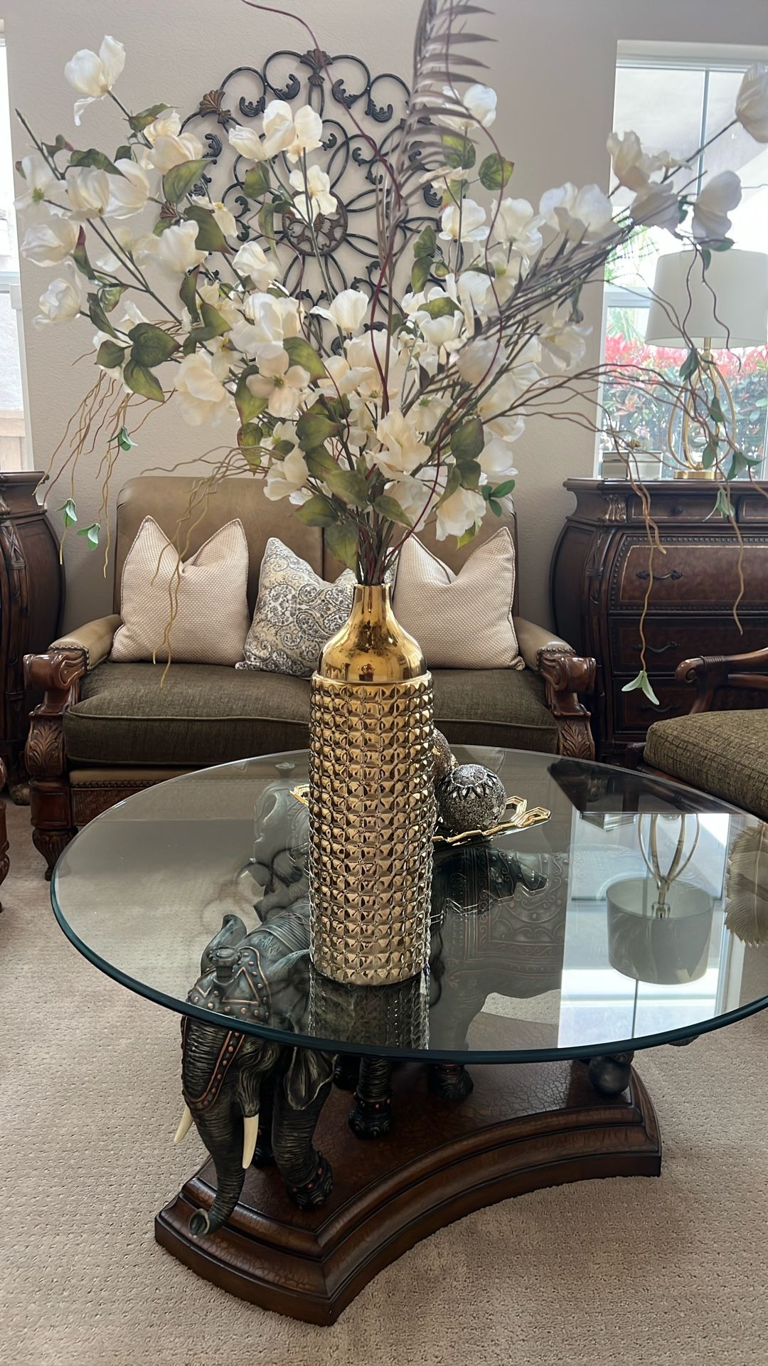 Vase With Artificial Flowers Included