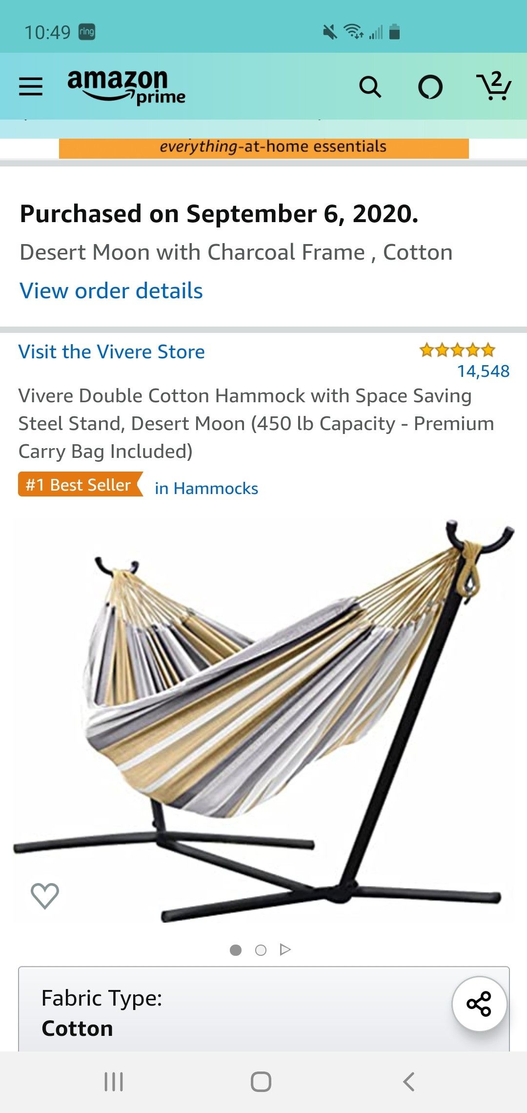 Hammock with stand.