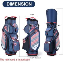 Golf Cart Bag 14 Dividers Top Clubs Organizer Lightweight with Cooler Pouch, Dust Cover and Backpack Strap